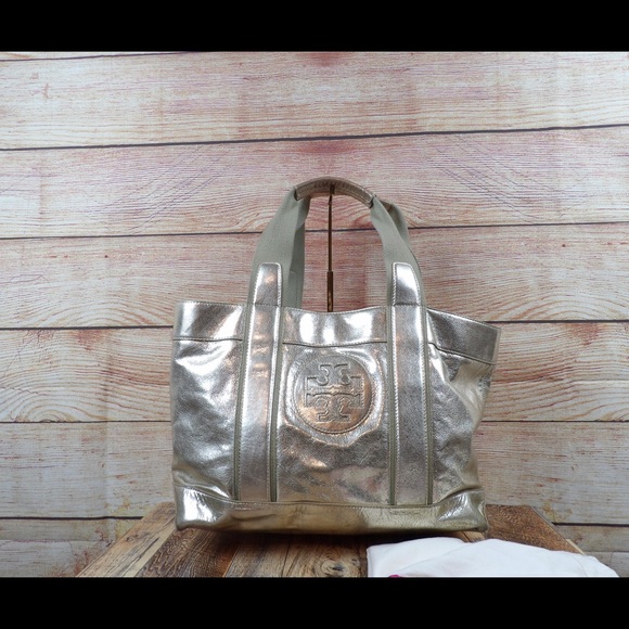 Tory Burch Leather Ella Tote in gold leather - Picture 3 of 8